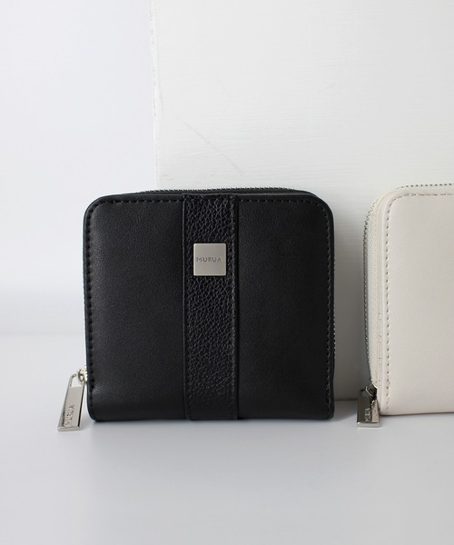 MURUA(ムルーア)の「MURUA (ムルーア) ラウンド二つ折り財布 LINE MR-W1042(財布・レディース・ブラック/グリーン/アイボリー・FREE)」の1枚目の写真