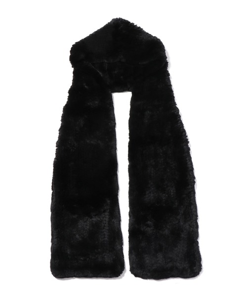 YVES SALOMON（イブサロモン）の「YVES SALOMON  / ラビットファースカーフ（ストール/ショール・レディース・ブラック・FREE）」の4枚目の写真