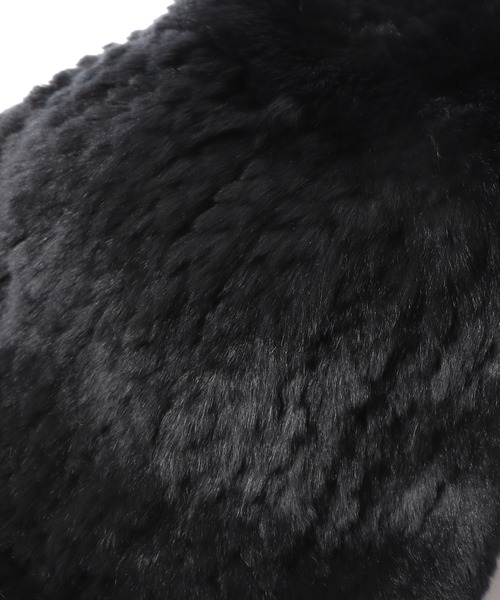 YVES SALOMON（イブサロモン）の「YVES SALOMON  / ラビットファースカーフ（ストール/ショール・レディース・ブラック・FREE）」の3枚目の写真
