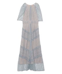 LADYショルダーギャザーレースマキシワンピース