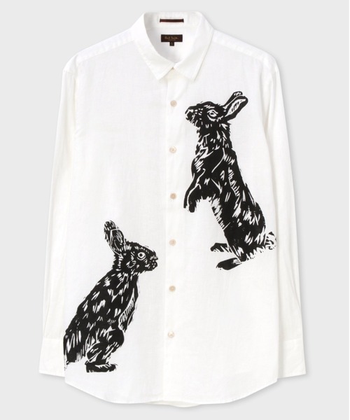 【Paul Smith】美品 38 レア うさぎ柄シャツ 総柄 綿100 ウサギ Paul Smith】美品 38 レア うさぎ柄シャツ 総柄 綿100 ウサギ