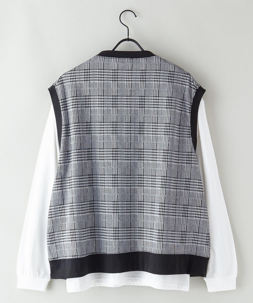 Blue Standard （ブルースタンダード）の「【BLUE STANDARD/ブルースタンダード】ジャガードベスト　ロンＴ　２点セット　セットアップ（Tシャツ/カットソー・メンズ・ベージュ/グレー/ブルー・MEDIUM/LARGE/X-LARGE）」の4枚目の写真