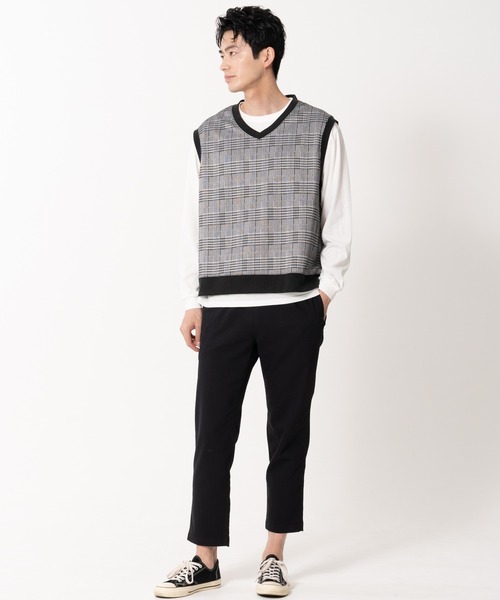 Blue Standard （ブルースタンダード）の「【BLUE STANDARD/ブルースタンダード】ジャガードベスト　ロンＴ　２点セット　セットアップ（Tシャツ/カットソー・メンズ・ベージュ/グレー/ブルー・MEDIUM/LARGE/X-LARGE）」の13枚目の写真