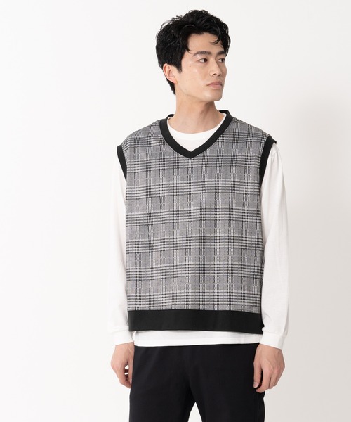 Blue Standard （ブルースタンダード）の「【BLUE STANDARD/ブルースタンダード】ジャガードベスト　ロンＴ　２点セット　セットアップ（Tシャツ/カットソー・メンズ・ベージュ/グレー/ブルー・MEDIUM/LARGE/X-LARGE）」の17枚目の写真