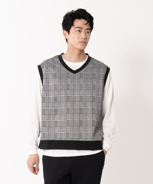 Blue Standard （ブルースタンダード）の「【BLUE STANDARD/ブルースタンダード】ジャガードベスト　ロンＴ　２点セット　セットアップ（Tシャツ/カットソー・メンズ・ベージュ/グレー/ブルー・MEDIUM/LARGE/X-LARGE）」の19枚目の写真