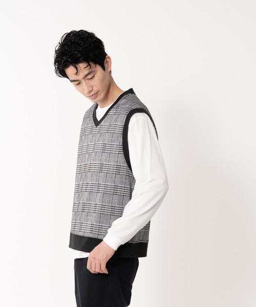 Blue Standard （ブルースタンダード）の「【BLUE STANDARD/ブルースタンダード】ジャガードベスト　ロンＴ　２点セット　セットアップ（Tシャツ/カットソー・メンズ・ベージュ/グレー/ブルー・MEDIUM/LARGE/X-LARGE）」の21枚目の写真