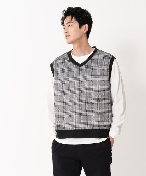 Blue Standard （ブルースタンダード）の「【BLUE STANDARD/ブルースタンダード】ジャガードベスト　ロンＴ　２点セット　セットアップ（Tシャツ/カットソー・メンズ・ベージュ/グレー/ブルー・MEDIUM/LARGE/X-LARGE）」の18枚目の写真