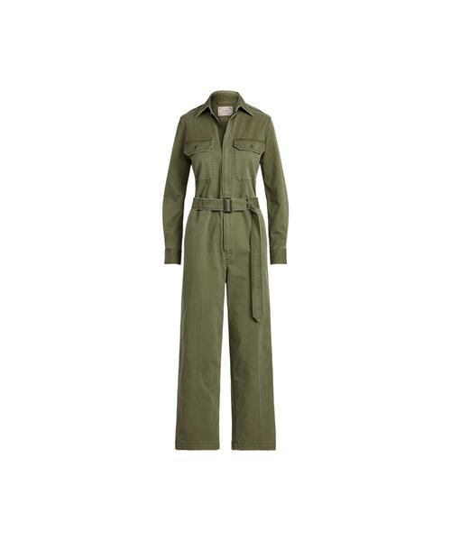 POLO RALPH LAUREN（ポロ ラルフ ローレン）の「コットンツイル ジャンプスーツ（つなぎ/オールインワン・レディース・グリーン系1・2/0/4/6）」の2枚目の写真