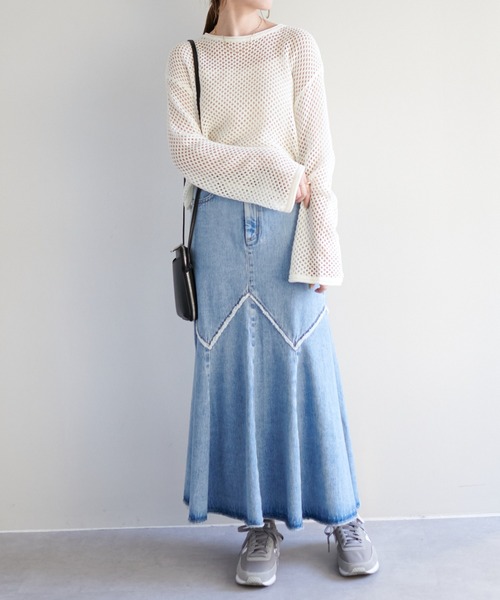 SOMETHING（サムシング）の「【SOMETHING/サムシング】デニムマーメイドスカート（デニムスカート・レディース・ブラック/スカイブルー・SMALL/MEDIUM）」の16枚目の写真