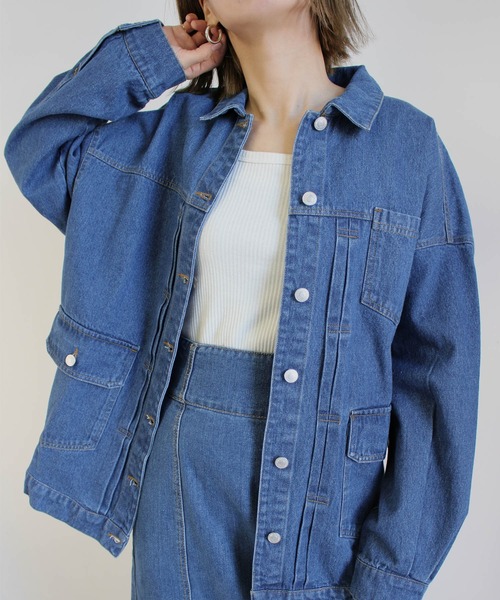 MLI'A(エムリア)の「BIG Gジャン(デニムジャケット・レディース・インディゴブルー/ブルー/アイボリー・M)」の1枚目の写真
