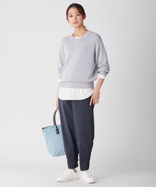 J.PRESS(ジェイプレス)の「【洗える・吸水速乾・ 接触冷感】T/Cリネンツイル ベイカー パンツ(その他パンツ・レディース・カーキ系/ネイビー系・9/11/7)」の8枚目の写真