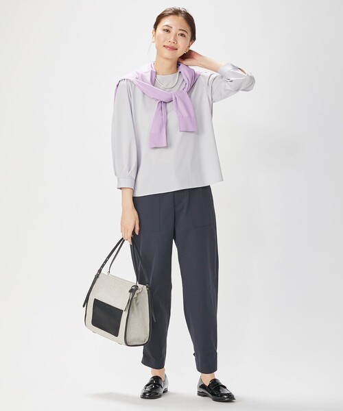J.PRESS(ジェイプレス)の「【洗える・吸水速乾・ 接触冷感】T/Cリネンツイル ベイカー パンツ(その他パンツ・レディース・カーキ系/ネイビー系・9/11/7)」の7枚目の写真