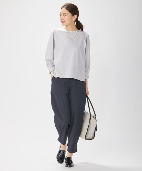 J.PRESS(ジェイプレス)の「【洗える・吸水速乾・ 接触冷感】T/Cリネンツイル ベイカー パンツ(その他パンツ・レディース・カーキ系/ネイビー系・9/11/7)」の5枚目の写真