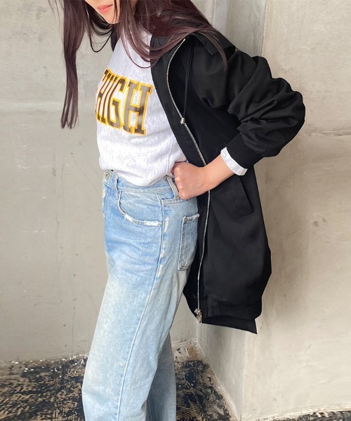 Doux Belle(ドゥーベル)の「フード付きビックシルエットコート(ブルゾン・レディース・ブラック/ベージュ・LARGE/MEDIUM)」の18枚目の写真