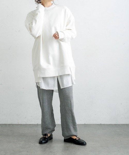 PUAL CE CIN（ピュアルセシン）の「裏毛ビッグプルオーバー（スウェット・レディース・ホワイト/グレー/ミント/イエロー・FREE）」の5枚目の写真