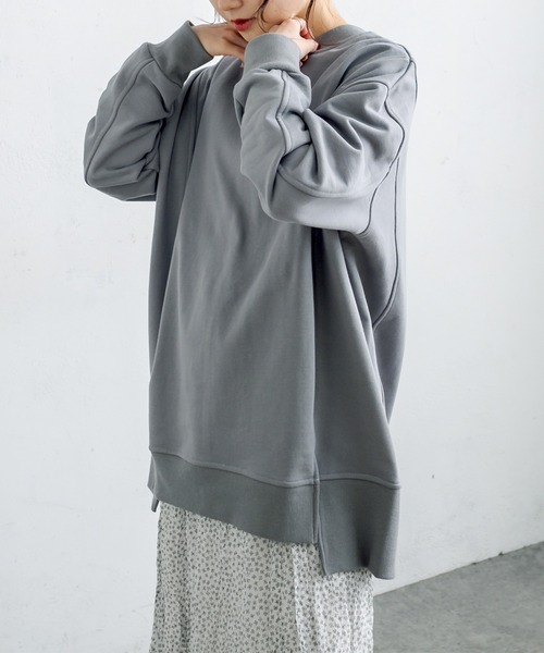 PUAL CE CIN（ピュアルセシン）の「裏毛ビッグプルオーバー（スウェット・レディース・ホワイト/グレー/ミント/イエロー・FREE）」の16枚目の写真