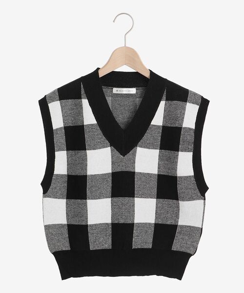 MAJESTIC LEGON（マジェスティックレゴン）の「ガーリーパターンニットベスト（ベスト・レディース・ホワイト系その他2/ブラック系その他/グリーン系その他・MEDIUM）」の2枚目の写真