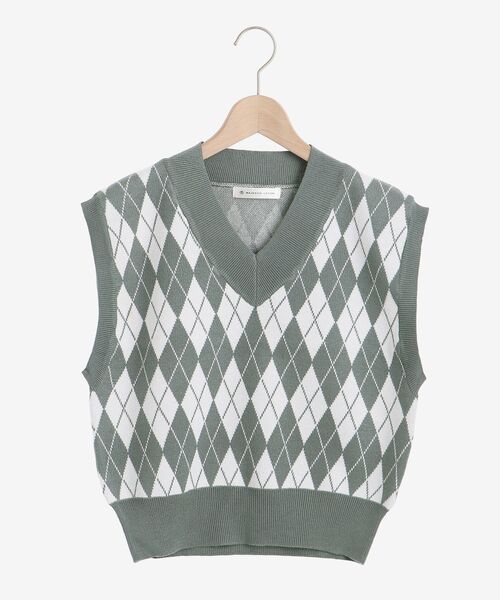 MAJESTIC LEGON（マジェスティックレゴン）の「ガーリーパターンニットベスト（ベスト・レディース・ホワイト系その他2/ブラック系その他/グリーン系その他・MEDIUM）」の3枚目の写真