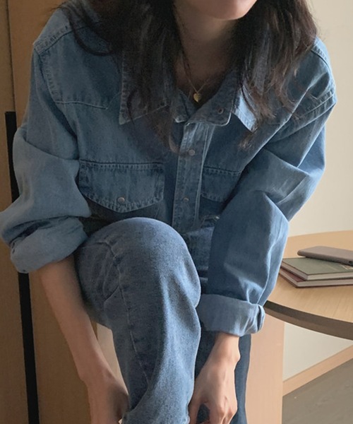 DAY CLOSET（デイ クローゼット）の「レディース ヨーク切り替えデニムシャツ（シャツ/ブラウス・レディース・インディゴブルー/ブルー・ONE SIZE）」の10枚目の写真