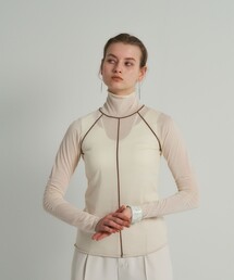 PUBLIC TOKYO | パイピングシアーTOP/ウォッシャブル(Tシャツ/カットソー)