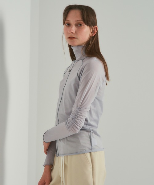 PUBLIC TOKYO(パブリックトウキョウ)の「パイピングシアーTOP/ウォッシャブル(Tシャツ/カットソー・レディース・アイボリー/ブラック/サックスブルー・FREE)」の21枚目の写真