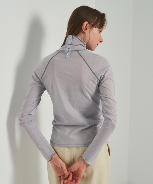 PUBLIC TOKYO(パブリックトウキョウ)の「パイピングシアーTOP/ウォッシャブル(Tシャツ/カットソー・レディース・アイボリー/ブラック/サックスブルー・FREE)」の22枚目の写真