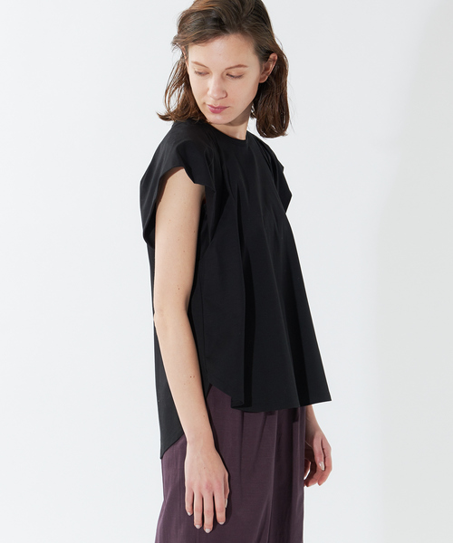 qualite（カリテ）の「《セットアップ対応》クールスムースフレアーカットソー（Tシャツ/カットソー・レディース・ブラック/オフホワイト/モカ/ボルドー・フリー）」の15枚目の写真