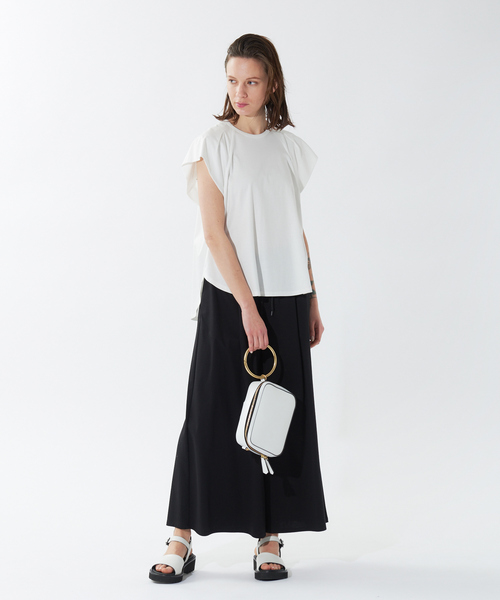 qualite（カリテ）の「《セットアップ対応》クールスムースフレアーカットソー（Tシャツ/カットソー・レディース・ブラック/オフホワイト/モカ/ボルドー・フリー）」の12枚目の写真