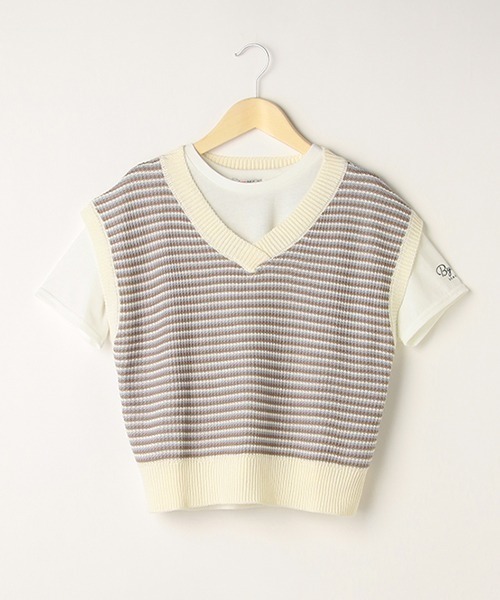 by LOVEiT(バイラビット)の「ニットベスト半袖Tシャツセット(アンサンブル・キッズ・サックスブルー/イエロー/グリーン・130cm/160cm/120cm/150cm/140cm)」の1枚目の写真