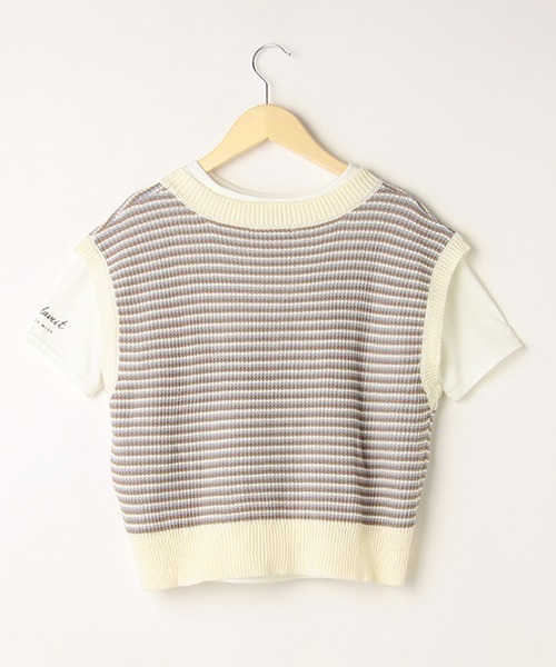 by LOVEiT(バイラビット)の「ニットベスト半袖Tシャツセット(アンサンブル・キッズ・サックスブルー/イエロー/グリーン・130cm/160cm/120cm/150cm/140cm)」の4枚目の写真