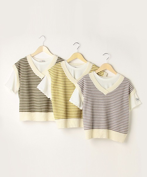 by LOVEiT(バイラビット)の「ニットベスト半袖Tシャツセット(アンサンブル・キッズ・サックスブルー/イエロー/グリーン・130cm/160cm/120cm/150cm/140cm)」の12枚目の写真