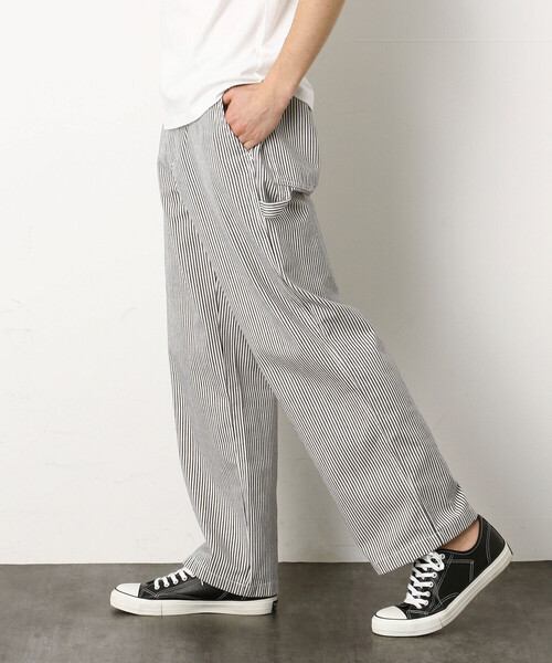 Purple&Yellow（パープルアンドイエロー）の「ヒッコリーペインターパンツ（その他パンツ・メンズ・アイボリー/ネイビー・LARGE/SMALL/MEDIUM/X-LARGE/X-SMALL）」の2枚目の写真