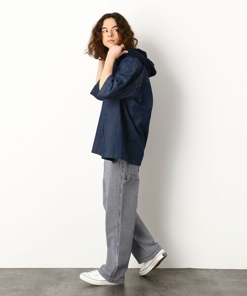 Purple&Yellow（パープルアンドイエロー）の「ヒッコリーペインターパンツ（その他パンツ・メンズ・アイボリー/ネイビー・LARGE/SMALL/MEDIUM/X-LARGE/X-SMALL）」の4枚目の写真