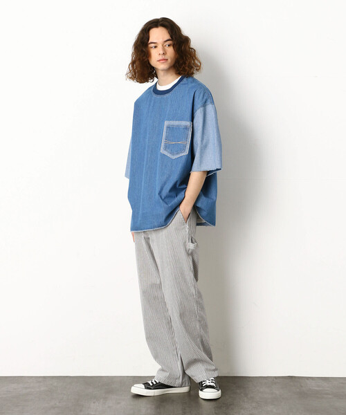 Purple&Yellow（パープルアンドイエロー）の「ヒッコリーペインターパンツ（その他パンツ・メンズ・アイボリー/ネイビー・LARGE/SMALL/MEDIUM/X-LARGE/X-SMALL）」の9枚目の写真