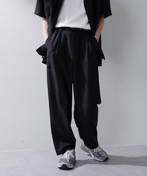 CIAOPANIC TYPY（チャオパニックティピー）の「【セットアップ対応】テックリネンタックワイドイージパンツ（スラックス・メンズ・ブラック/ブラウン・M/L）」の2枚目の写真