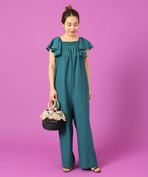 IENA LA BOUCLE（イエナラブークル）の「IENA LA BOUCLE V/L ラッフルオールインワン（つなぎ/オールインワン・レディース・グリーン/チャコールグレー・FREE）」の22枚目の写真