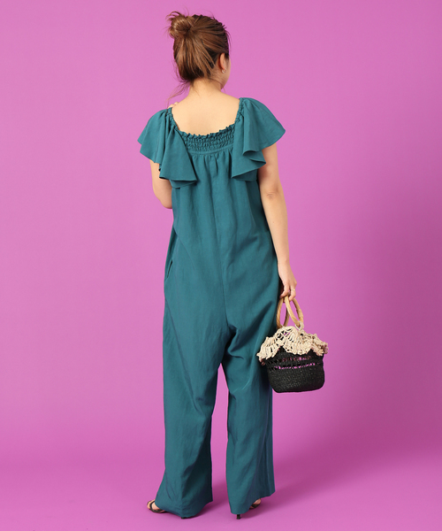 IENA LA BOUCLE（イエナラブークル）の「IENA LA BOUCLE V/L ラッフルオールインワン（つなぎ/オールインワン・レディース・グリーン/チャコールグレー・FREE）」の16枚目の写真