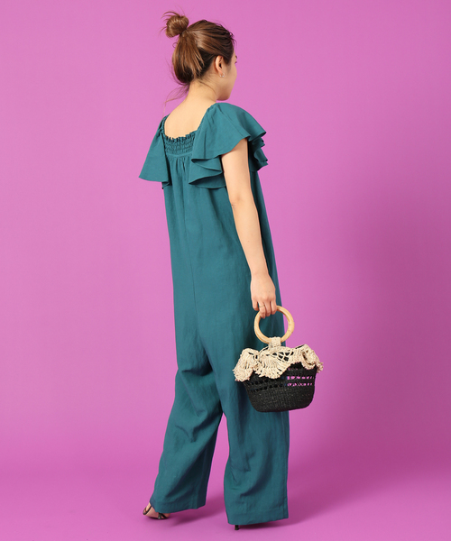 IENA LA BOUCLE（イエナラブークル）の「IENA LA BOUCLE V/L ラッフルオールインワン（つなぎ/オールインワン・レディース・グリーン/チャコールグレー・FREE）」の17枚目の写真