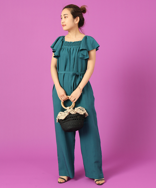 IENA LA BOUCLE（イエナラブークル）の「IENA LA BOUCLE V/L ラッフルオールインワン（つなぎ/オールインワン・レディース・グリーン/チャコールグレー・FREE）」の18枚目の写真