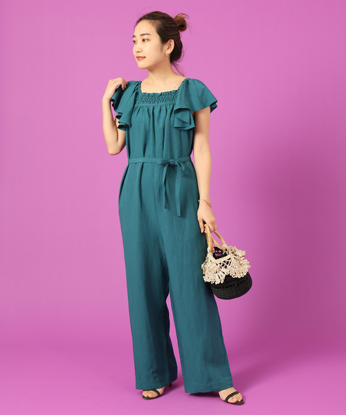 IENA LA BOUCLE（イエナラブークル）の「IENA LA BOUCLE V/L ラッフルオールインワン（つなぎ/オールインワン・レディース・グリーン/チャコールグレー・FREE）」の19枚目の写真