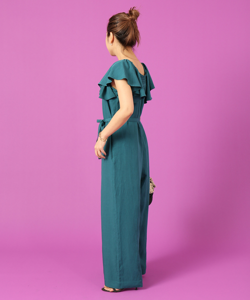 IENA LA BOUCLE（イエナラブークル）の「IENA LA BOUCLE V/L ラッフルオールインワン（つなぎ/オールインワン・レディース・グリーン/チャコールグレー・FREE）」の20枚目の写真