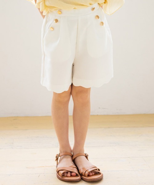 lulpini（ルルピー二）の「kids ゴールドボタンスカラップパンツ（その他パンツ・キッズ・オフホワイト/ピンク・S/M/L）」の12枚目の写真