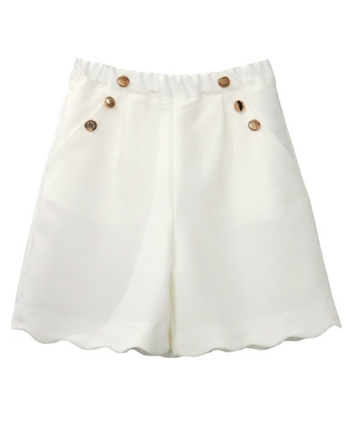 lulpini（ルルピー二）の「kids ゴールドボタンスカラップパンツ（その他パンツ・キッズ・オフホワイト/ピンク・S/M/L）」の6枚目の写真