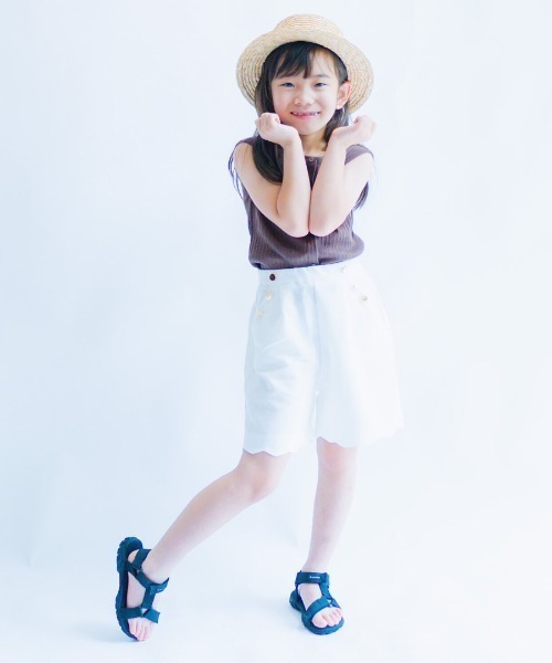 lulpini（ルルピー二）の「kids ゴールドボタンスカラップパンツ（その他パンツ・キッズ・オフホワイト/ピンク・S/M/L）」の19枚目の写真