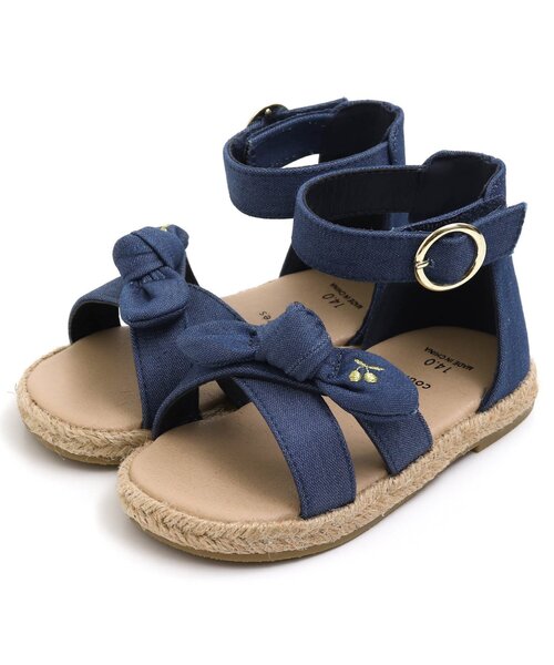 apres les cours(アプレレクール)の「クロスリボンサンダル(サンダル・キッズ・チェック/ラベンダー/インディゴブルー・16/19/15 /17/18/14)」の2枚目の写真