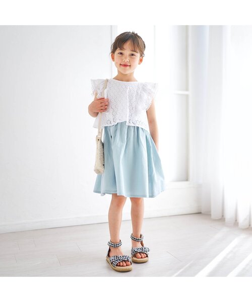 apres les cours(アプレレクール)の「クロスリボンサンダル(サンダル・キッズ・チェック/ラベンダー/インディゴブルー・16/19/15 /17/18/14)」の4枚目の写真