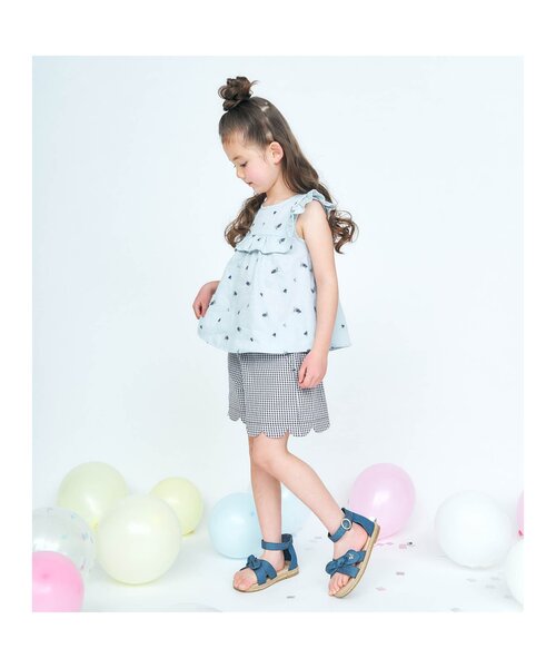 apres les cours(アプレレクール)の「クロスリボンサンダル(サンダル・キッズ・チェック/ラベンダー/インディゴブルー・16/19/15 /17/18/14)」の6枚目の写真