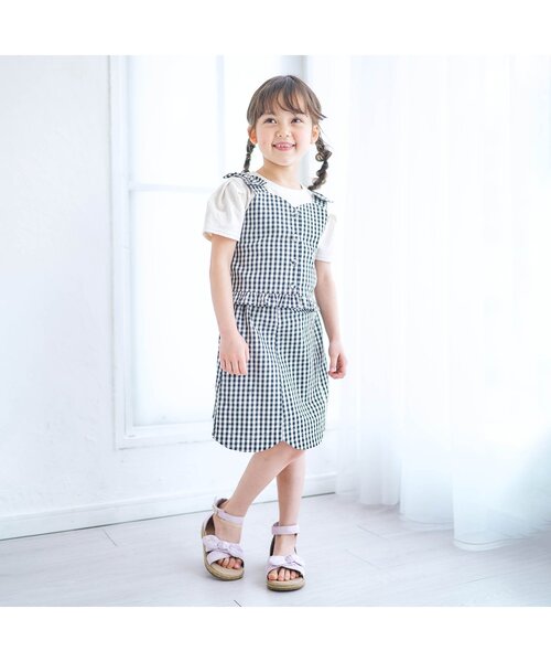 apres les cours(アプレレクール)の「クロスリボンサンダル(サンダル・キッズ・チェック/ラベンダー/インディゴブルー・16/19/15 /17/18/14)」の10枚目の写真