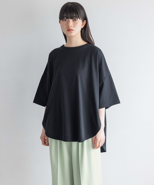 yuw（ユウ）の「ラウンドルーズＴee　294530（Tシャツ/カットソー・レディース・グレー/オフホワイト/ピンク/ブルー/ブラック/バーガンディー/ピンク系その他・FREE）」の3枚目の写真