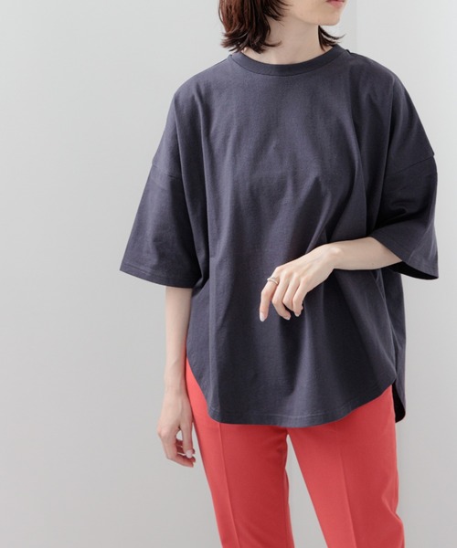 yuw（ユウ）の「ラウンドルーズＴee　294530（Tシャツ/カットソー・レディース・グレー/オフホワイト/ピンク/ブルー/ブラック/バーガンディー/ピンク系その他・FREE）」の12枚目の写真